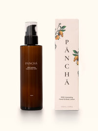 Pancha Beauty Rise lotion packaging featuring illustration.